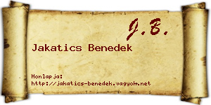 Jakatics Benedek névjegykártya